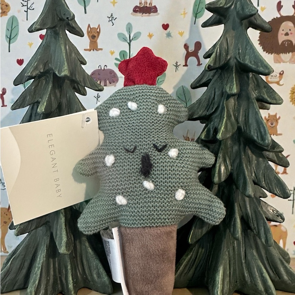 Elegant Baby Holiday Tree Plush Baby Rattle